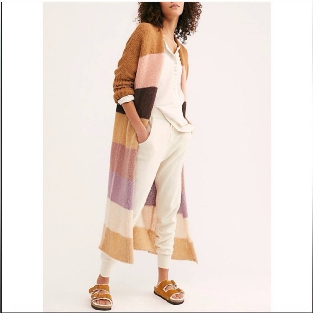 Free People Oslo Color Blocked Alpaca & Wool Longline Sweater